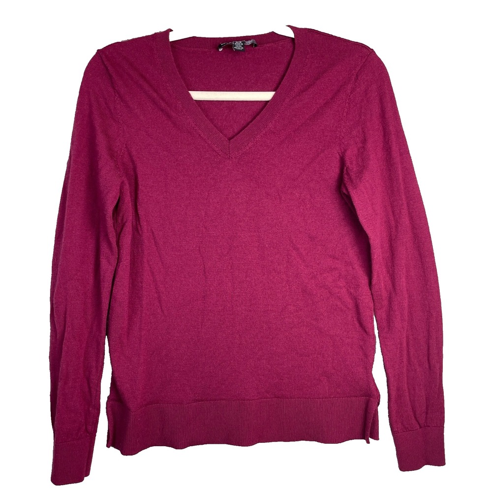 Katherine Barclay  Sweater Womens M Red Extra Fine Merino Wool Closet staple top